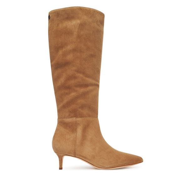Kozaki LAUREN RALPH LAUREN. Brązowe kozaki Lauren Ralph Lauren, bez wzorów, bez obcasa, na szpilce, bez zapięcia. Za 1,199.00 zł.