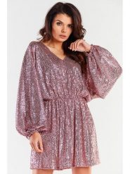 Awama Sukienka w kolorze jasnoróżowym rozmiar: onesize. Różowe sukienki Awama, bez wzorów, bez kołnierzyka, bez ramiączek, mini. Za 279.99 zł.