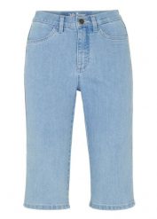 Bermudy jeansowe ze stretchem. Niebieskie jeansy bonprix, bez wzorów, z jeansu. Za 77.99 zł.