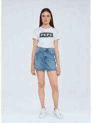 Pepe Jeans Spódnica dżinsowa "Rachel" w kolorze niebieskim rozmiar: S. Niebieskie spódnice Pepe Jeans, s, z aplikacjami, z jeansu, klasyczne, mini. Za 136.78 zł.