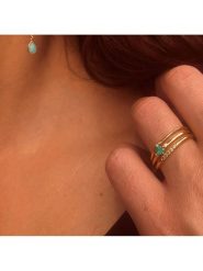 OR Carats Złoty pierścionek z diamentem i kamieniem szlachetnym rozmiar: 50. Zielone pierścionki OR Carats, z diamentem, złote. Za 500.99 zł.