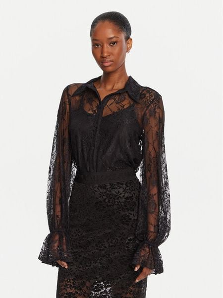 KAOS Koszula Camicie RI1TZ004 0001 Czarny Regular Fit. Czarne koszule KAOS, bez wzorów, z syntetyku, bez kołnierzyka, bez ramiączek. Za 399.99 zł.