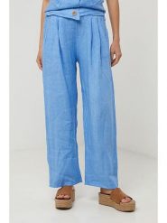 Lin Passion Lniane spodnie w kolorze błękitnym rozmiar: 38/40. Niebieskie spodnie materiałowe Lin Passion, bez wzorów, ze lnu, klasyczne, z standardowym stanem. Za 143.99 zł.