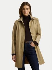 LAUREN RALPH LAUREN Płaszcz przejściowy 297967121002 Beżowy Straight Fit. Brązowe płaszcze Lauren Ralph Lauren, s, bez wzorów, z bawełny, bez kaptura. Za 1,129.00 zł.