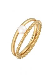 Elli PREMIUM Damski trend twisted z perłą hodowlaną słodkowodną w pozłacanym srebrze próby 925 Sterling Silver Pierścionki 1 ct. Szare pierścionki Elli PREMIUM, z perłą, pozłacane. Za 418.99 zł.