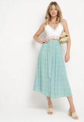 Zielona Wiskozowa Spódnica Maxi w Kwiatowy Print Rozkloszowana Verdandi. Zielone spódnice Born2be, l, bez wzorów, z wiskozy, maxi, rozkloszowane. W wyprzedaży za 63.74 zł.