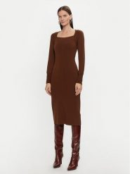 Luisa Spagnoli Sukienka dzianinowa Mandola 58510 Brązowy Regular Fit. Brązowe sukienki Luisa Spagnoli, s, bez wzorów, z dzianiny, bez kołnierzyka, bez ramiączek. Za 809.99 zł.
