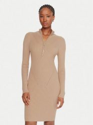 Guess Sukienka codzienna W5BK45 Z0572 Beżowy Slim Fit. Brązowe sukienki Guess, na co dzień, xxl, z aplikacjami, z dzianiny, bez kołnierzyka, bez ramiączek, proste. Za 399.99 zł.