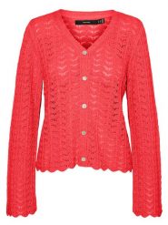 Vero Moda Kardigan w kolorze czerwonym rozmiar: L. Czerwone swetry Vero Moda, l, bez wzorów, ze splotem, bez ramiączek. Za 132.05 zł.