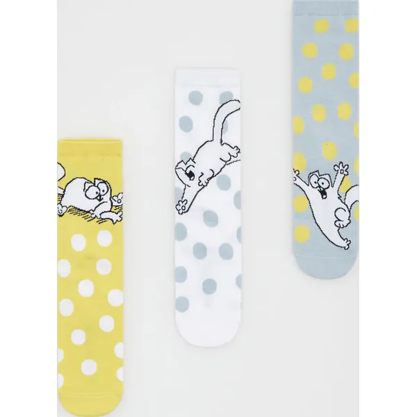 Skarpety z bawełną Simon's cat 3 pack - Niebieski. Niebieskie skarpetki Reserved, bez wzorów, z bawełny. Za 39.99 zł.