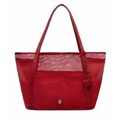 Torebka Badura. Czerwone shopper bag Badura, bez wzorów, bez dodatków. Za 229.99 zł.