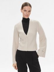 Calvin Klein Kardigan K20K206275 Beżowy Regular Fit. Brązowe swetry Calvin Klein, xs, bez wzorów, z wełny, bez ramiączek. Za 589.99 zł.