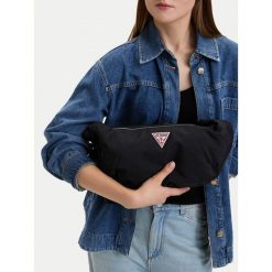 Torebka Guess Jeans. Czarne torebki klasyczne Guess Jeans, z aplikacjami, z jeansu, klasyczne, bez dodatków. Za 169.99 zł.