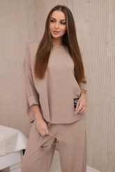 Komplet new punto bluza + spodnie camelowy. Bluzy KESI, l, bez wzorów, z bawełny, bez kaptura. Za 347.13 zł.