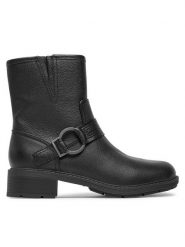 Clarks Botki Hearth Cross 261742344 Czarny. Czarne botki Clarks, bez wzorów, ze skóry, bez obcasa, na płaskiej podeszwie, bez zapięcia. Za 539.99 zł.