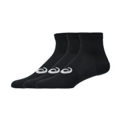 Skarpety Asics Quarter 3 pary. Czarne skarpetki ASICS, bez wzorów, z bawełny. Za 59.99 zł.
