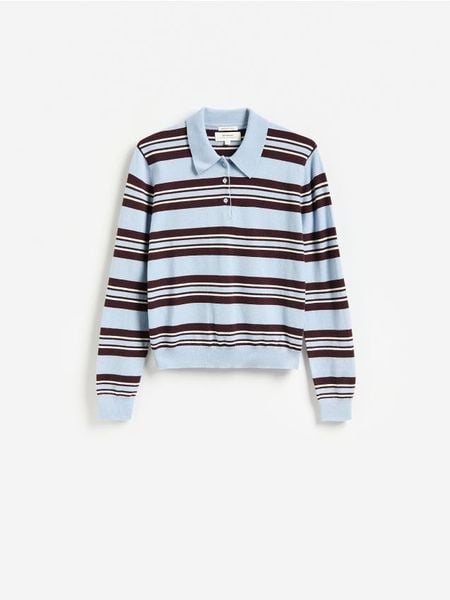 Sweter z wełną - jasnoniebieski. Niebieskie swetry Reserved, l, bez wzorów, z dzianiny, bez ramiączek. Za 229.99 zł.