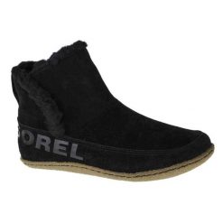 Buty Sorel Nakiska Bootie 1876141011 czarne. Czarne botki bez wzorów, z gumy, bez obcasa, bez zapięcia. Za 545.14 zł.