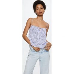 Mango top Mesonera damski. Niebieskie topy Mango, l, bez wzorów, bez kołnierzyka, bez ramiączek. W wyprzedaży za 59.99 zł.