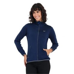 Damska bluza rozpinana z kapturem 100% Merino - Marin/Woolona. Niebieskie bluzy WOOLONA, m, bez wzorów, bez ramiączek, z kapturem. W wyprzedaży za 540.00 zł.