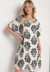 Czarna Pudełkowa Sukienka z Wiskozy Ozdobiona Geometrycznym Wzorem Emilavie. Czarne sukienki Born2be, na co dzień, l, bez wzorów, z wiskozy, eleganckie, bez kołnierzyka, bez ramiączek, midi, proste. Za 79.99 zł.
