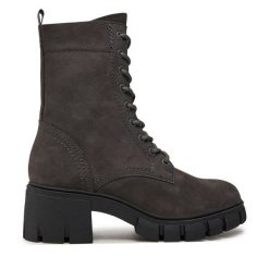 Botki Tamaris. Szare botki Tamaris, bez wzorów, bez obcasa, na słupku, bez zapięcia. Za 219.99 zł.