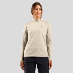 Bluza bez kaptura rozpinana Odlo Mid layer 1/2 zip ESSENTIAL LIGHT. Białe bluzy ODLO, bez wzorów, sportowe, bez ramiączek, bez kaptura. Za 283.20 zł.