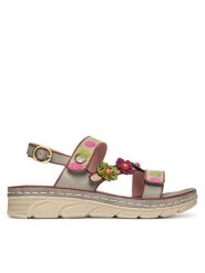 Laura Vita Sandały Dorry 18 Szary. Szare sandały LAURA VITA, bez wzorów, ze skóry, bez obcasa, na płaskiej podeszwie, bez zapięcia. Za 389.99 zł.