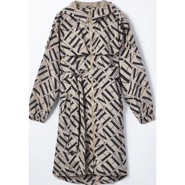 Parka z nadrukiem w monogram - Beżowy. Brązowe płaszcze Mohito, bez wzorów, bez kaptura. Za 249.99 zł.