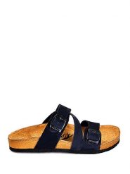 Moosefield Skórzane klapki w kolorze granatowym rozmiar: 35. Niebieskie klapki Moosefield, bez wzorów, ze skóry, klasyczne, z otwartym noskiem, bez obcasa, bez zapięcia. Za 96.83 zł.