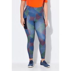 Damskie Funkcjonalne legginsy pleciony wzór siatkowa kieszeń. Niebieskie legginsy Ulla Popken, bez wzorów, z materiału. Za 244.99 zł.