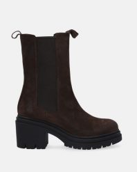 BRĄZOWE SZTYBLETY NA OBCASIE B10 CRO TDM. Brązowe botki Venezia, bez wzorów, ze skóry, bez obcasa, na obcasie, bez zapięcia. Za 389.00 zł.