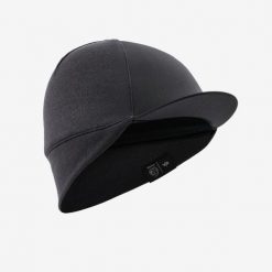 Czapka z daszkiem na rower szosowy Van Rysel Merino. Czarne czapki z daszkiem VAN RYSEL, bez wzorów, z materiału, eleganckie. Za 79.99 zł.