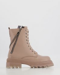 WORKERY DAMSKIE 4605004 BEIGE. Brązowe botki Venezia, bez wzorów, ze skóry, bez obcasa, bez zapięcia. Za 259.00 zł.