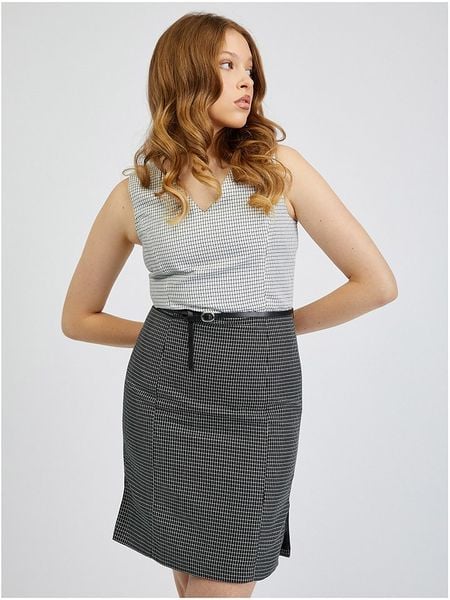 Orsay Sukienka w kolorze czarno-białym rozmiar: 36. Białe sukienki Orsay, bez wzorów, ze skóry, bez kołnierzyka, bez ramiączek, midi. Za 87.19 zł.