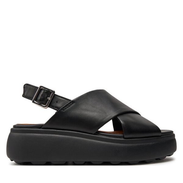 Sandały Geox. Czarne sandały Geox, bez wzorów, bez obcasa, na płaskiej podeszwie, bez zapięcia. Za 309.99 zł.