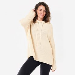 Bluza do jogi damska Kimjaly. Białe bluzy KIMJALY, xs, bez wzorów, z bawełny, sportowe, bez ramiączek, z kapturem. Za 269.99 zł.