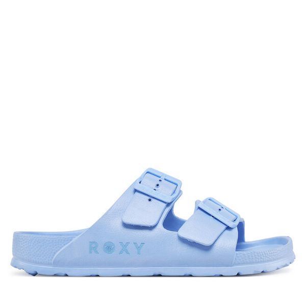 Klapki Roxy. Niebieskie klapki Roxy, bez wzorów, bez obcasa, bez zapięcia. Za 109.99 zł.