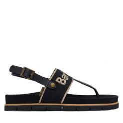 Sandały Barbour. Czarne sandały Barbour, bez wzorów, bez obcasa, na płaskiej podeszwie, bez zapięcia. Za 659.99 zł.