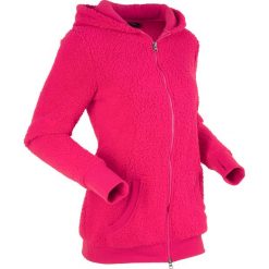 Bluza z polaru "baranek", długi rękaw bonprix różowoczerwony. Bluzy z kapturem bonprix. Za 44.99 zł.