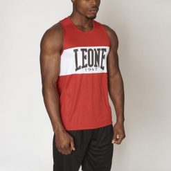 Tank top treningowy LEONE 1947 Shock Boxing. Czerwone topy LEONE 1947, xl, bez wzorów, sportowe, bez kołnierzyka, bez ramiączek. Za 73.99 zł.
