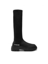 LOVE MOSCHINO Kozaki JA26025G1LIMZ000 Czarny. Czarne kozaki Love Moschino, bez wzorów, z materiału, bez obcasa, na płaskiej podeszwie, bez zapięcia. Za 849.99 zł.