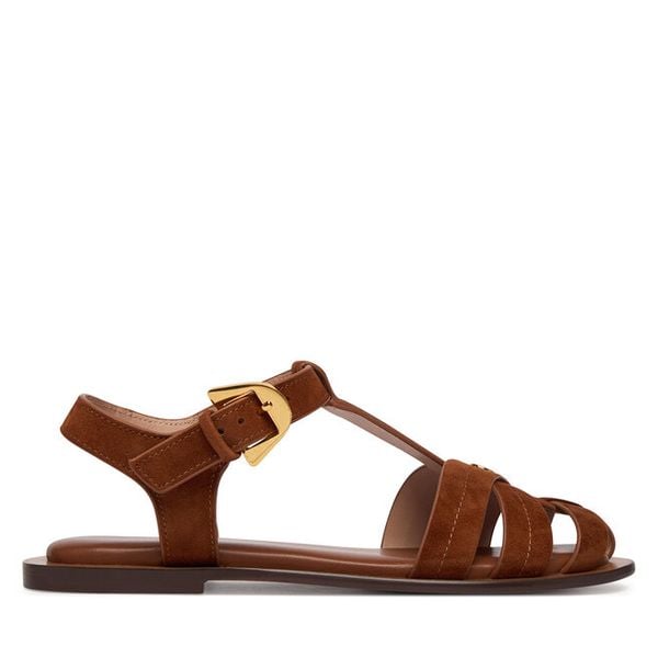 Sandały Coccinelle. Brązowe sandały Coccinelle, bez wzorów, bez obcasa, na płaskiej podeszwie, bez zapięcia. Za 849.99 zł.