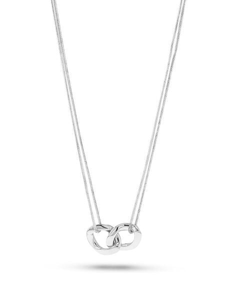 Eclat d'Argent Srebrny naszyjnik z elementem ozdobnym - dł. 45 cm rozmiar: onesize. Szare naszyjniki Eclat d'Argent, z materiału, srebrne. Za 187.96 zł.