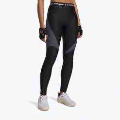 Legginsy Under Armour HeatGear Rib. Czarne legginsy Under Armour, bez wzorów, sportowe. Za 189.99 zł.