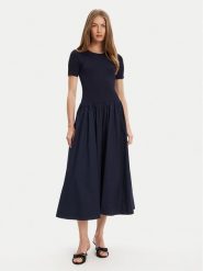 STAUD Sukienka codzienna Laroquette R25S2252PM Granatowy Regular Fit. Niebieskie sukienki STAUD, na co dzień, s, bez wzorów, z bawełny, bez kołnierzyka, bez ramiączek, proste. Za 1,539.00 zł.