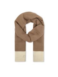 Calvin Klein Szal Linen Blend Emblem Pareo Scarf LV04F9021G Beżowy. Brązowe szaliki i kominy Calvin Klein, bez wzorów, ze lnu. Za 329.99 zł.