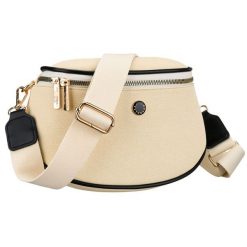 Saszetka damska w kolorze ecru z czarnymi elementami, wykonana z materiału syntetycznego - Peterson. Czarne nerki i saszetki Peterson, bez wzorów, z syntetyku, bez dodatków. Za 74.00 zł.