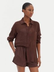 Seafolly Koszula Breeze 55428-TO Brązowy Regular Fit. Brązowe koszule Seafolly, m, bez wzorów, z bawełny, bez kołnierzyka, bez ramiączek. Za 389.99 zł.