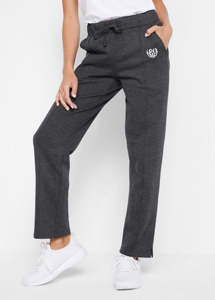 Spodnie sportowe z bawełny organicznej, Straight. Czarne spodnie dresowe bonprix, bez wzorów, z bawełny. Za 129.99 zł.